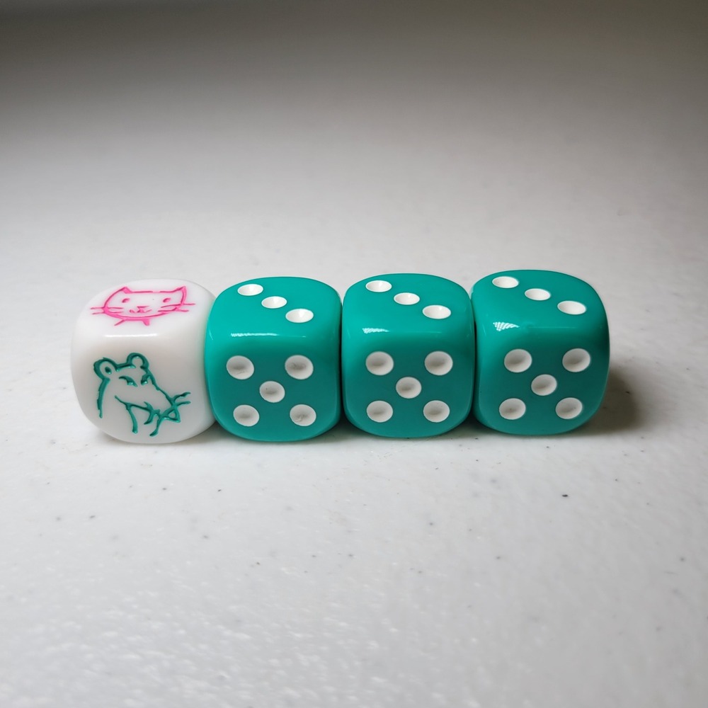 Rat a Tat Roll Dice Replacement Pieces Cat Game Teal Pink Gamewright Spare Parts